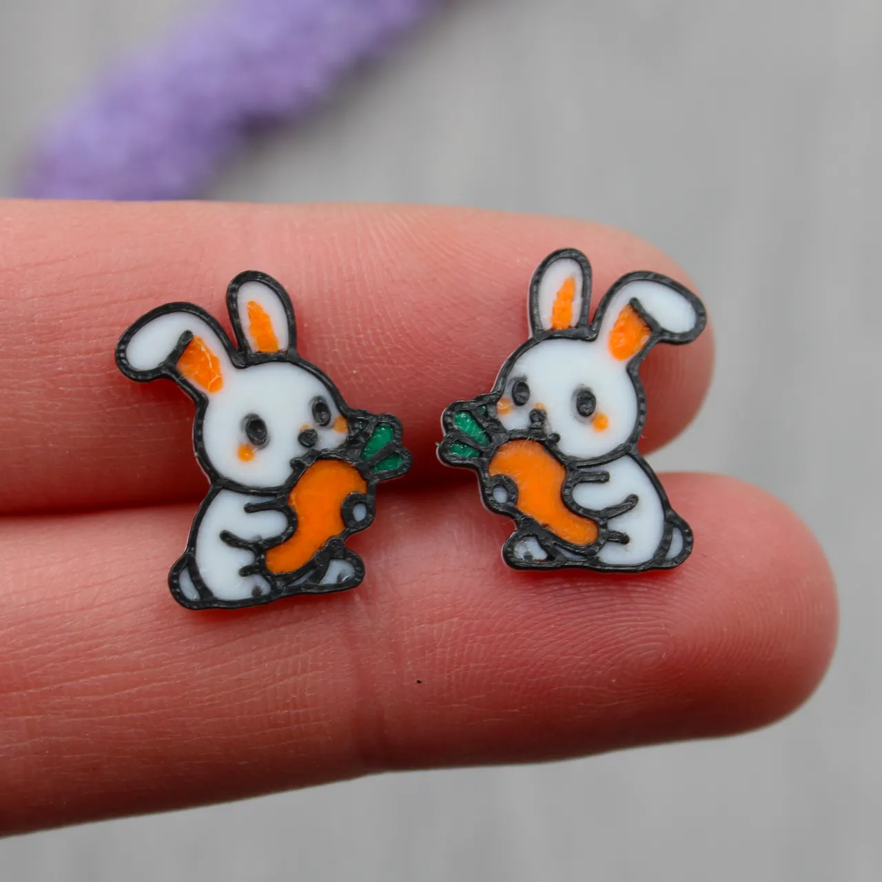 Cute Easter Bunny with Carrot Earrings view 2