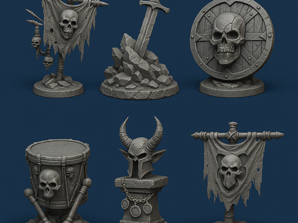 Dark War Camp Props Set Skull Totems And Relics