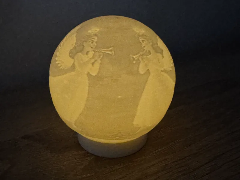 Christmas lithophane ball with angels 