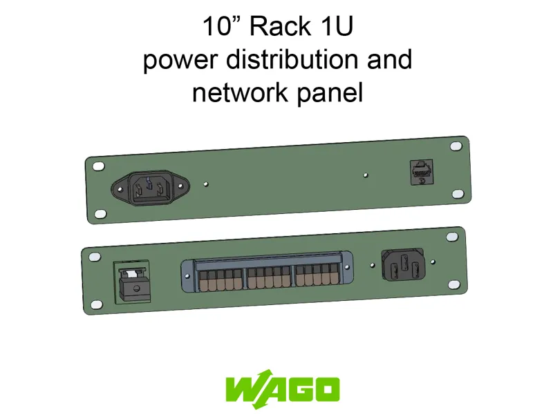 10" Rack 1U power distribution and network panel