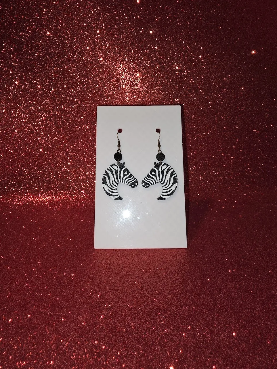 Zebra earrings view 2