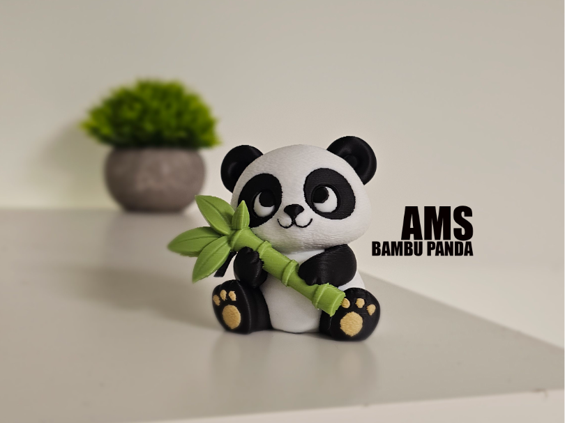 Cute Panda with Bamboo – Multi Color Desk Figurine