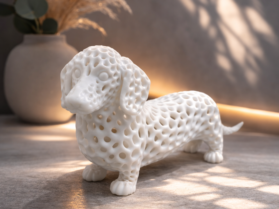 Moderner Lattice Dackel – Stylische 3D Deko