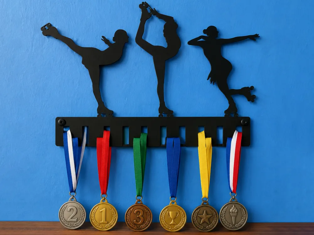 Letrero o emblema decorativo: Roller Skating Medal Hanger. Referencia del modelo original.