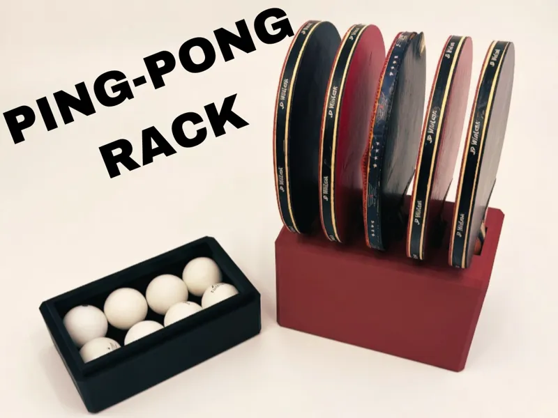 Ping-Pong Paddle & Ball Rack