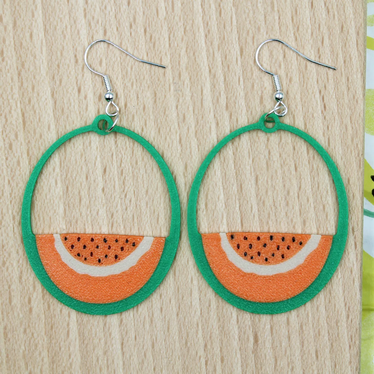 Cantaloupe Earrings 3D File Melon Inspired Summer view 2