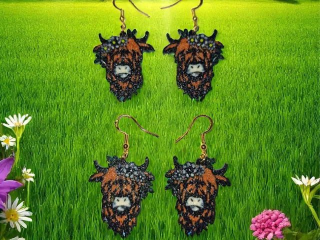 Flower cow earrings