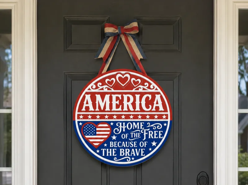 Patriotic America Door Sign – Home of the Free