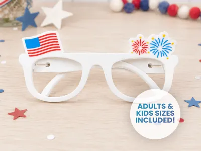 July 4th Glasses American Flag and Fireworks