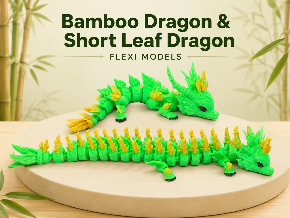 Adorno temático: Bamboo Dragon & Short Leaf Dragon – Flexi Models. Referencia del modelo original.