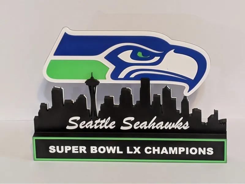 Seattle Seahawks Super Bowl LX Champions Skyline