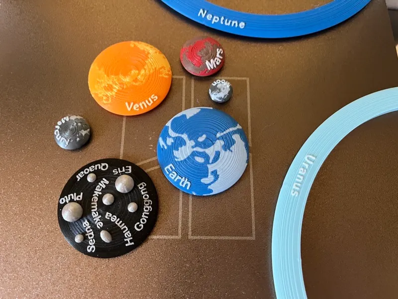 Scale planets & dwarf planets fridge magnets