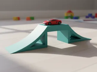 3D 打印玩具车拱桥坡道 - 三角形镂空设计