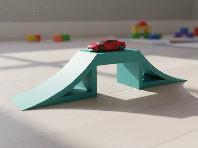 3D 打印玩具车拱桥坡道 - 三角形镂空设计