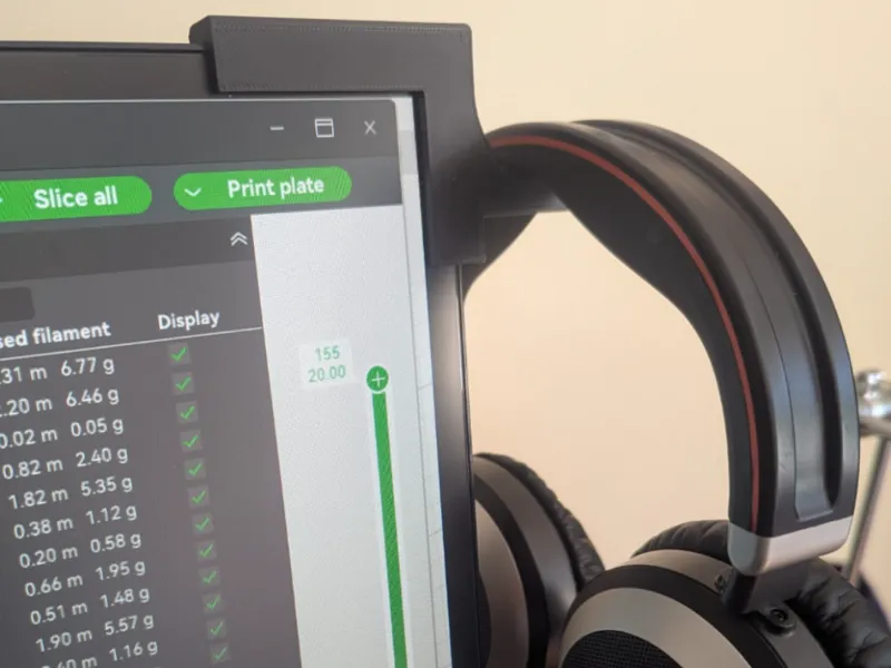Monitor Headphone Holder/Mount - Parametric