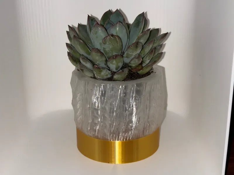 Gold and Crystal Faceted Succulent Planter v4 