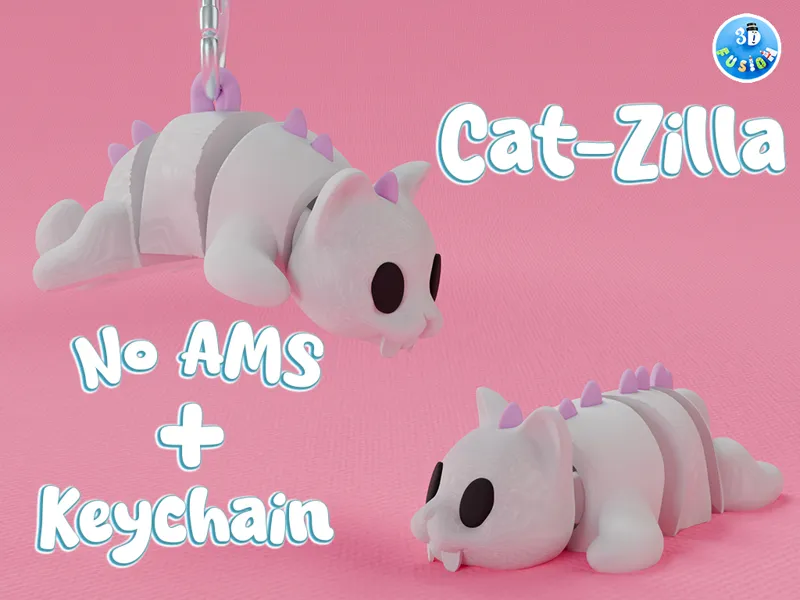 Cute Flexi Cat X Godzilla - Fidget Toy + Keychain