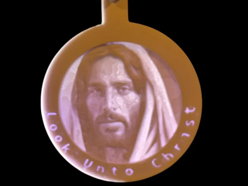 Look Unto Christ Lithophane Keychain or Bag Tag
