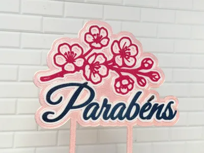 Congratulations - Flowers - Cake Topper