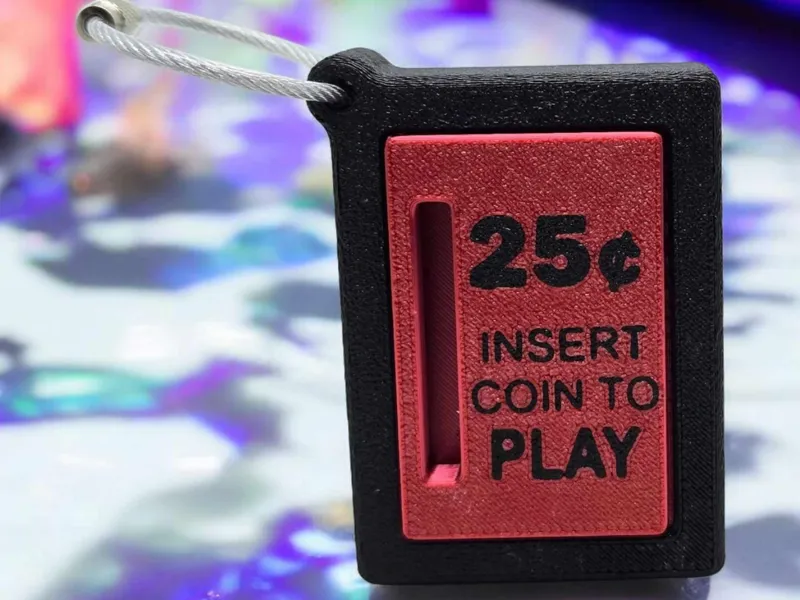 Arcade coin slot  keychain fidget with spring 3D