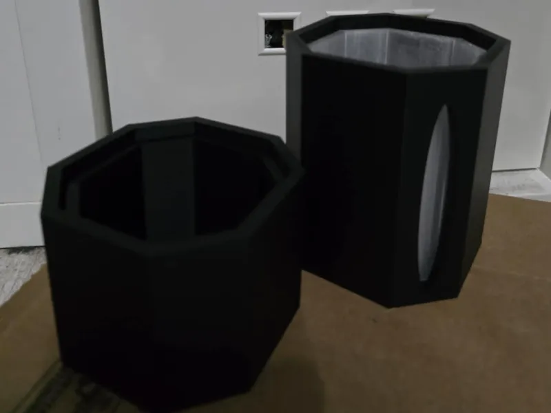 hexagonal vase with water level and pot 