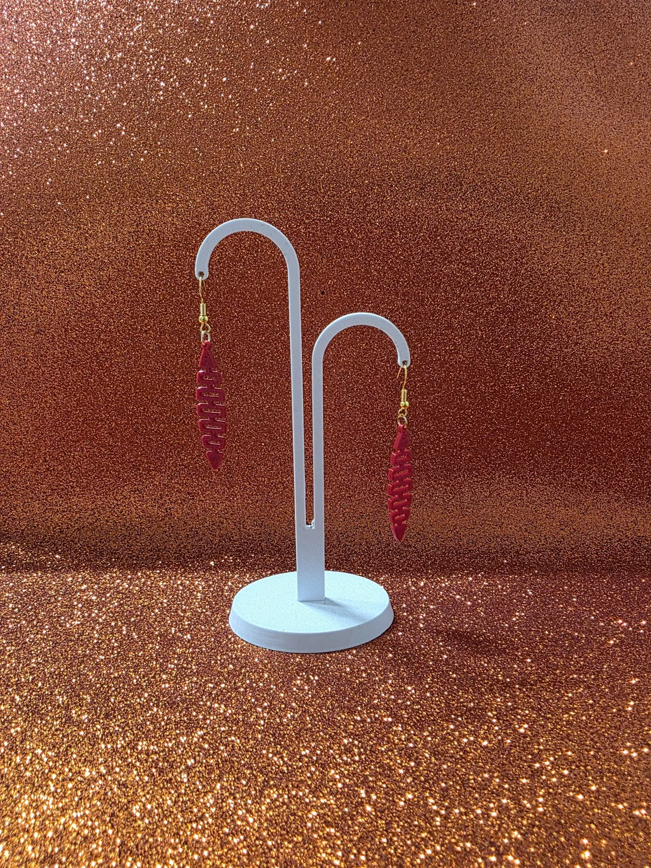 Geometric fish earrings view 3