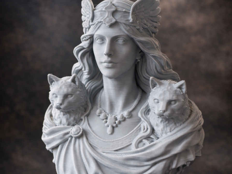 Freya – Busto della Dea Norrena con Gatti Sacri
