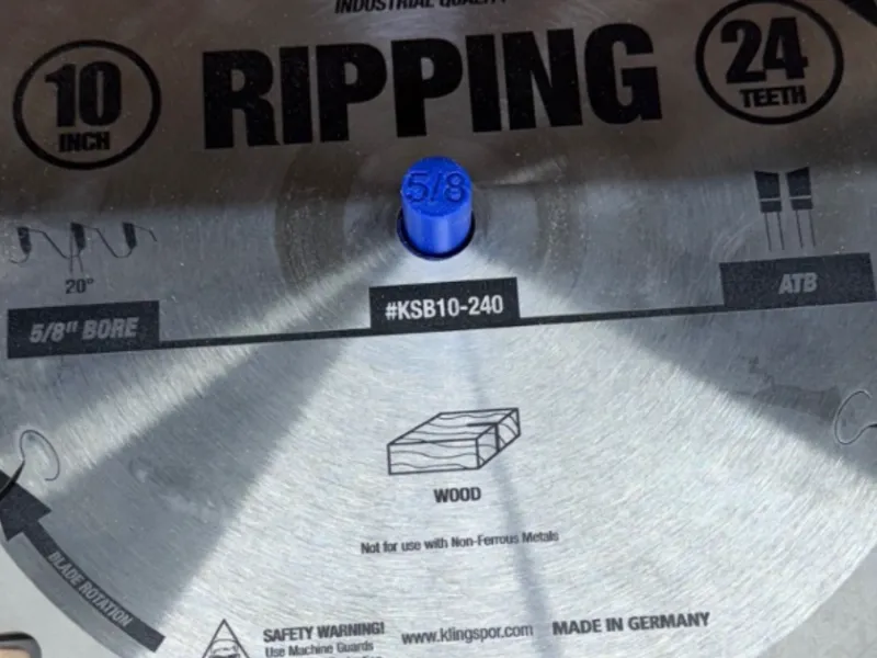 Saw Blade Arbor-hole Peg - for horizontal storage.