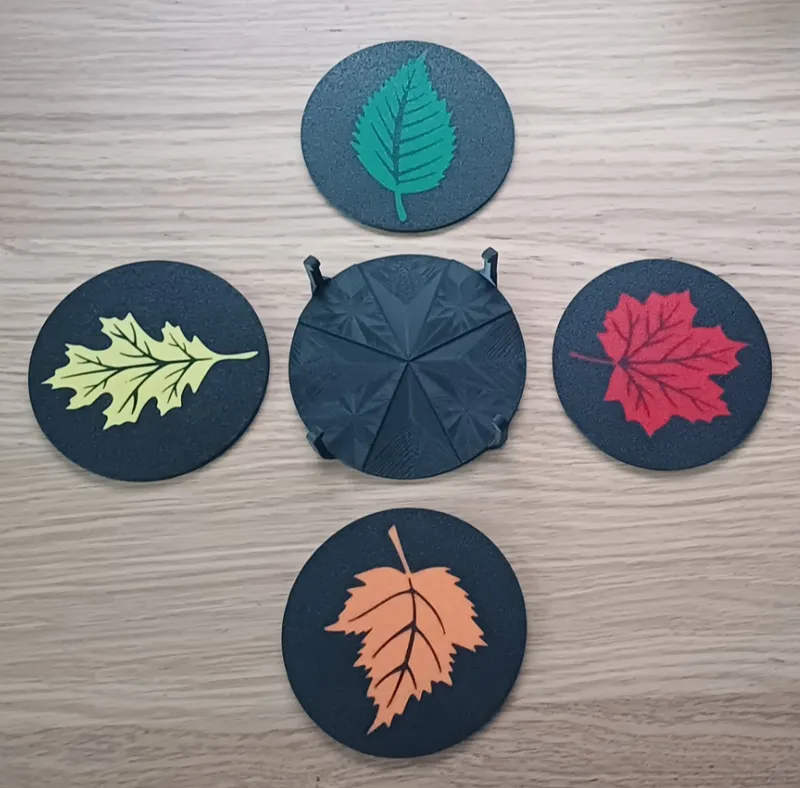 Autumn Leaf Coasters + Holder 