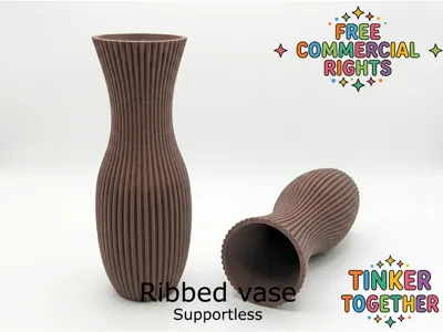 Ribbed vase - supportless - free commercial rights