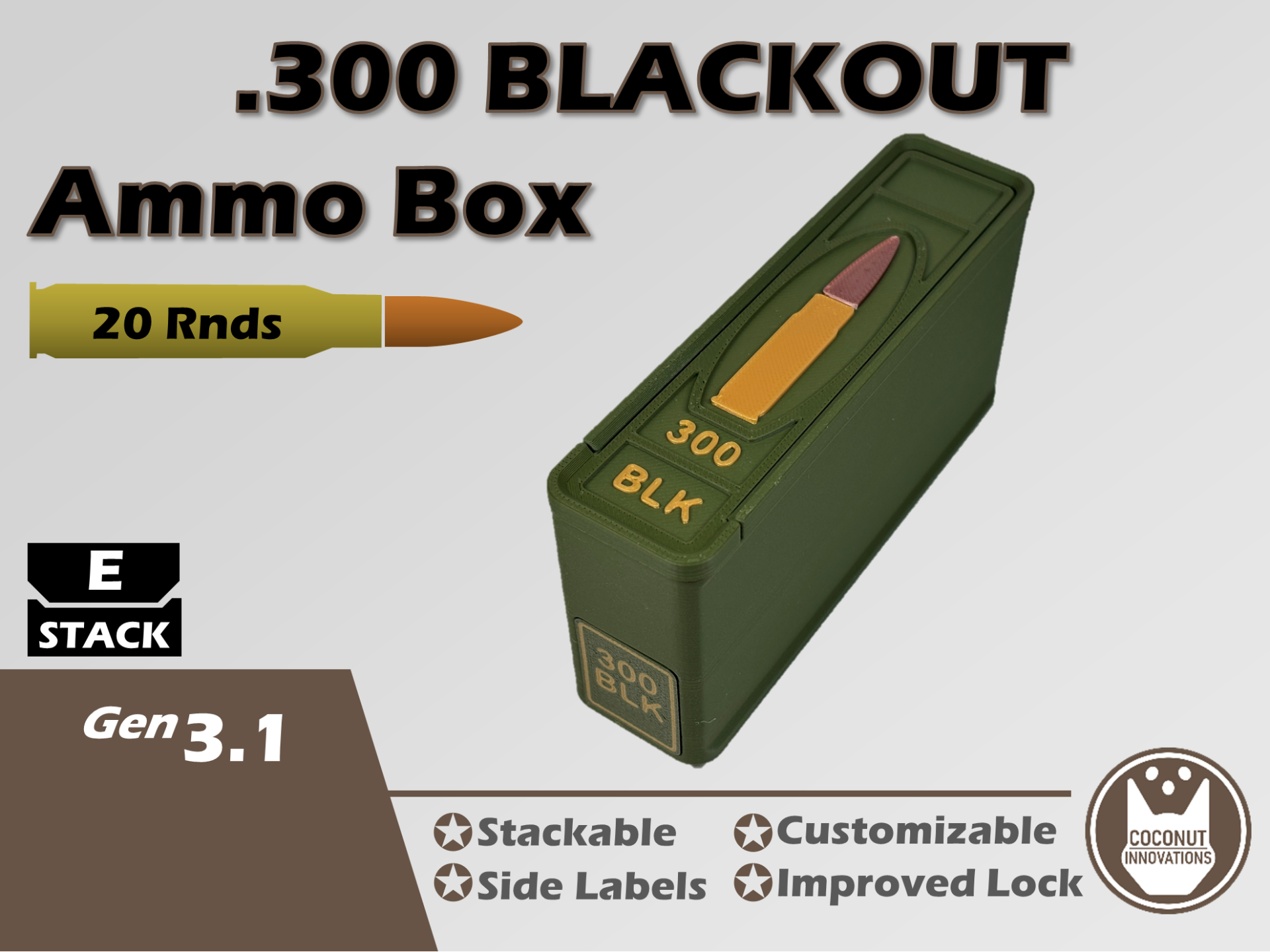 Ammo Box 300 BLK 300 Blackout 20 Round