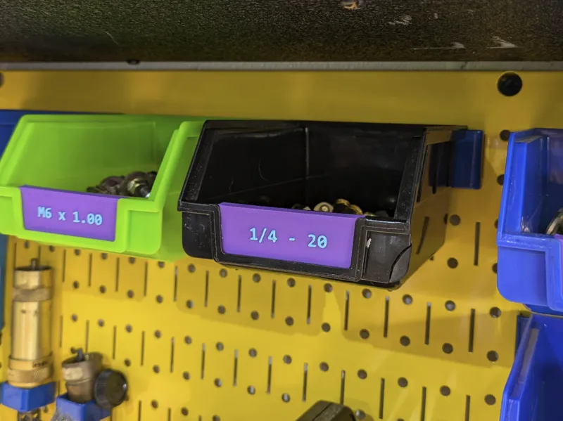 Parts Storage Bin Labels