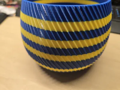Spiral Vase Blue Yellow