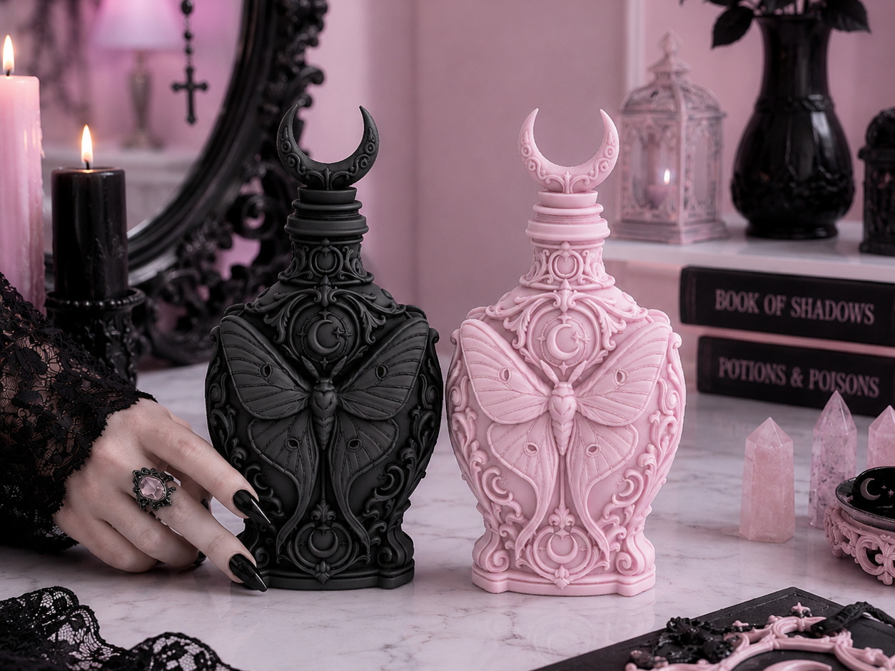 Goth Luna Moth Moon Decorative gothic Bottle - 1