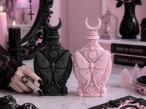 Estante o repisa: Goth Luna Moth Moon Decorative gothic Bottle — referencia de MakerWorld