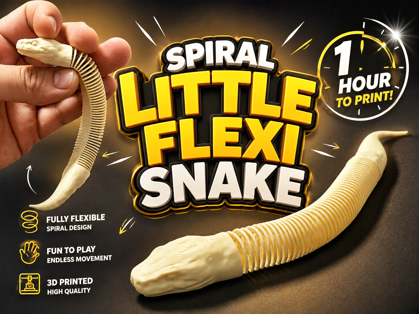 Spiral Little Flexi Snake – Fully Flexible 3D Toy