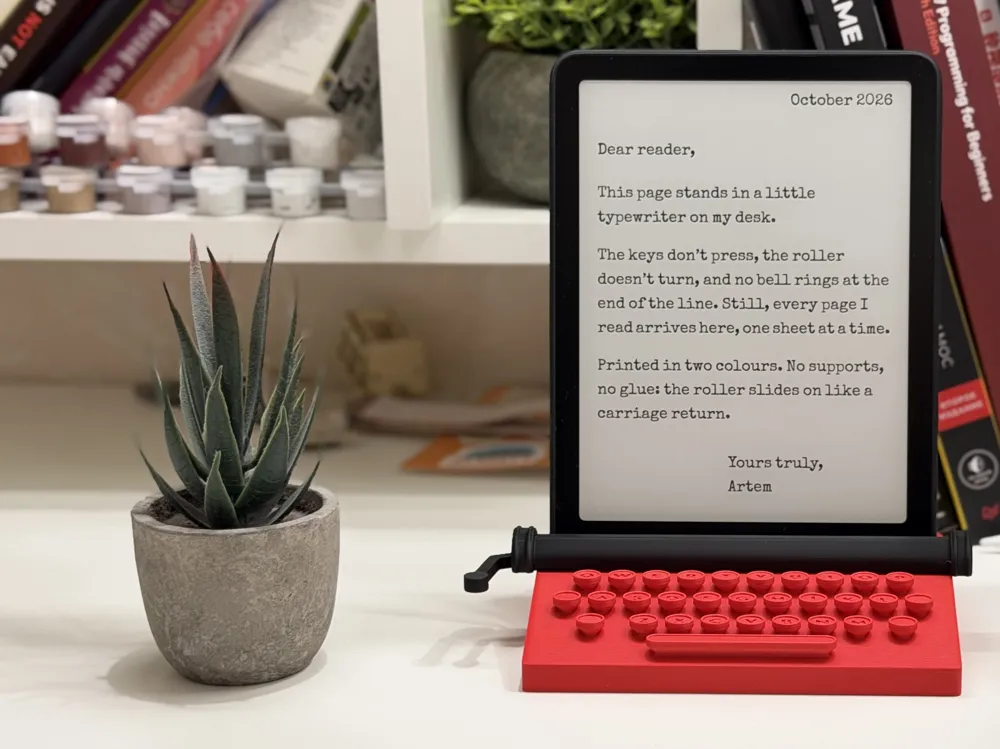 Typewriter 1000 Typewriter Kindle & E-Reader Stand | Customizable - Free 3D Print Model ...