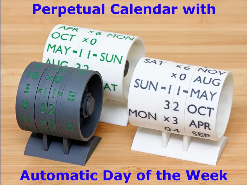 Perpetual calendar with automatic day of the week