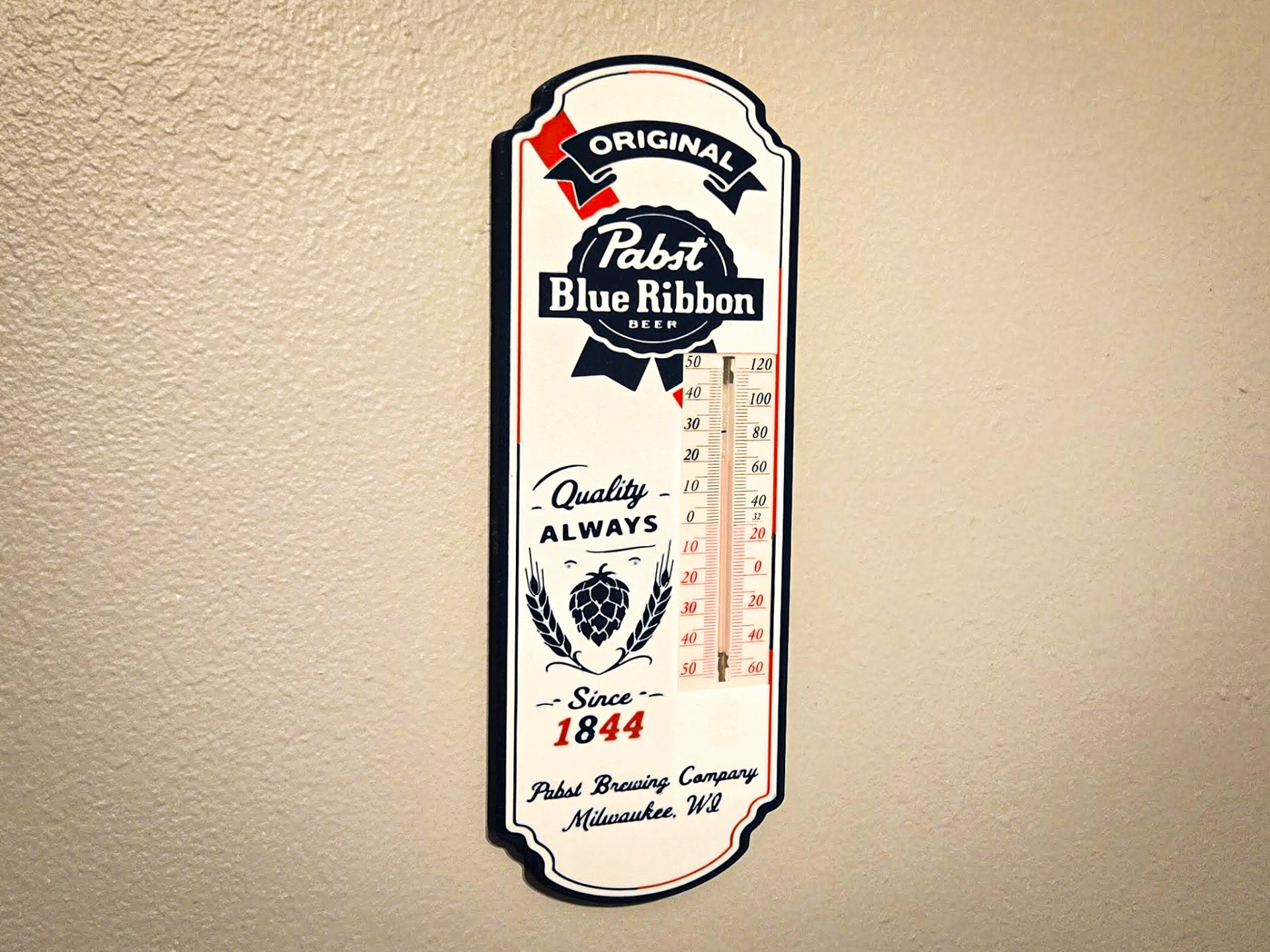 PABST BLUE RIBBON ~ Vintage Wall Thermometer