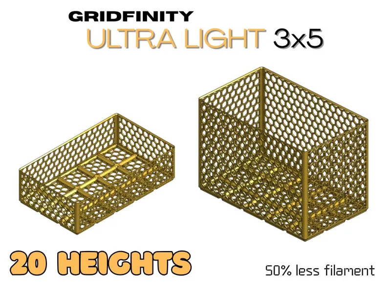 Gridfinity ULTRA light 3x5 (20 heights from 1-20)