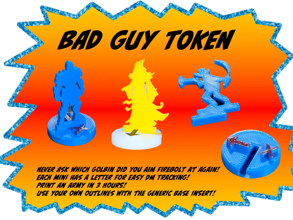 Bad Guy Token : Fast Flat DnD Minis with Trackers by brad.herman 