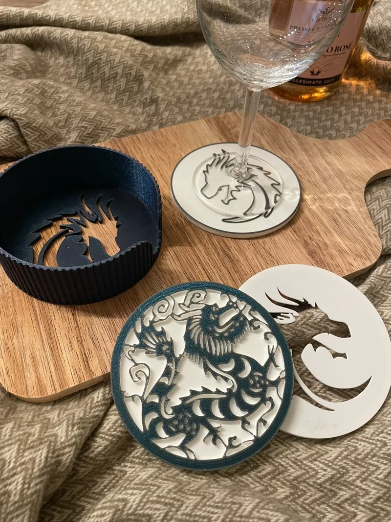 Coasters and Holder For Year Of The Dragon