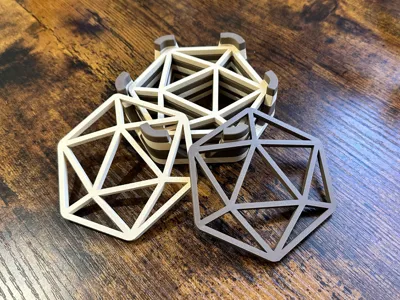 D20 Coaster Set with Holder