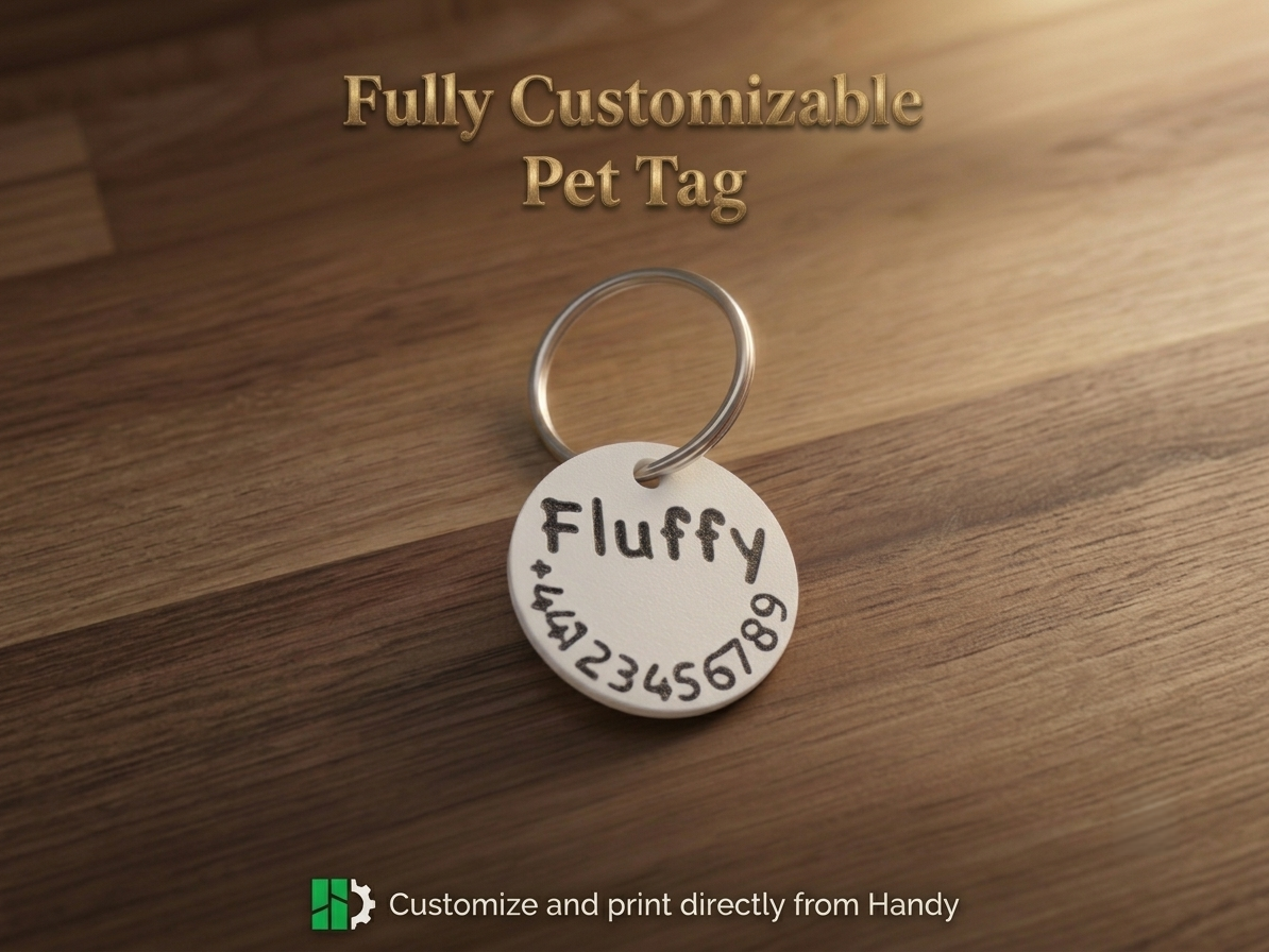 Pet Name Tag - Customizable Parametric Model