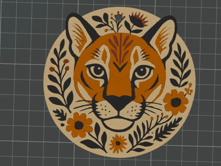 llavero redondo puma estilo arte escandinavo