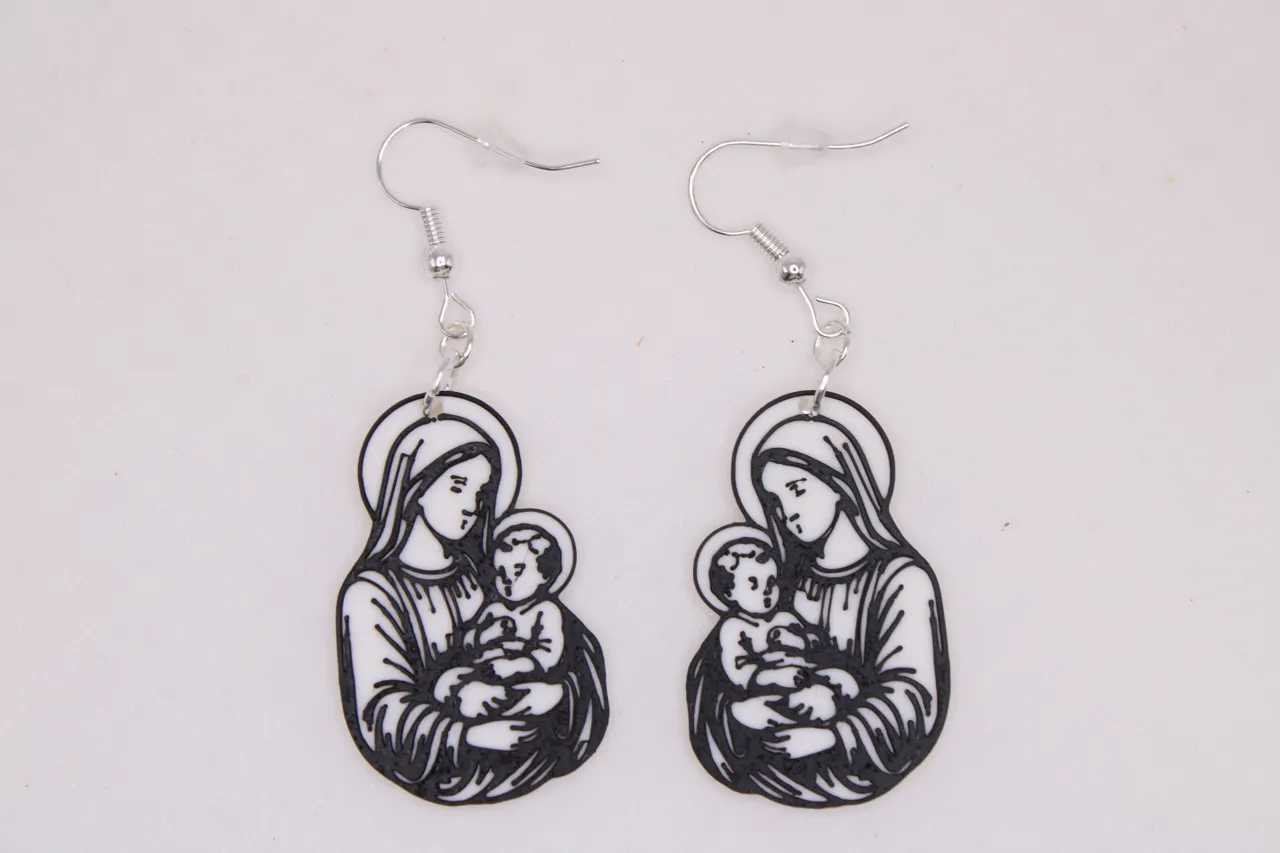 Jesus and Mary Christmas Earrings view 3