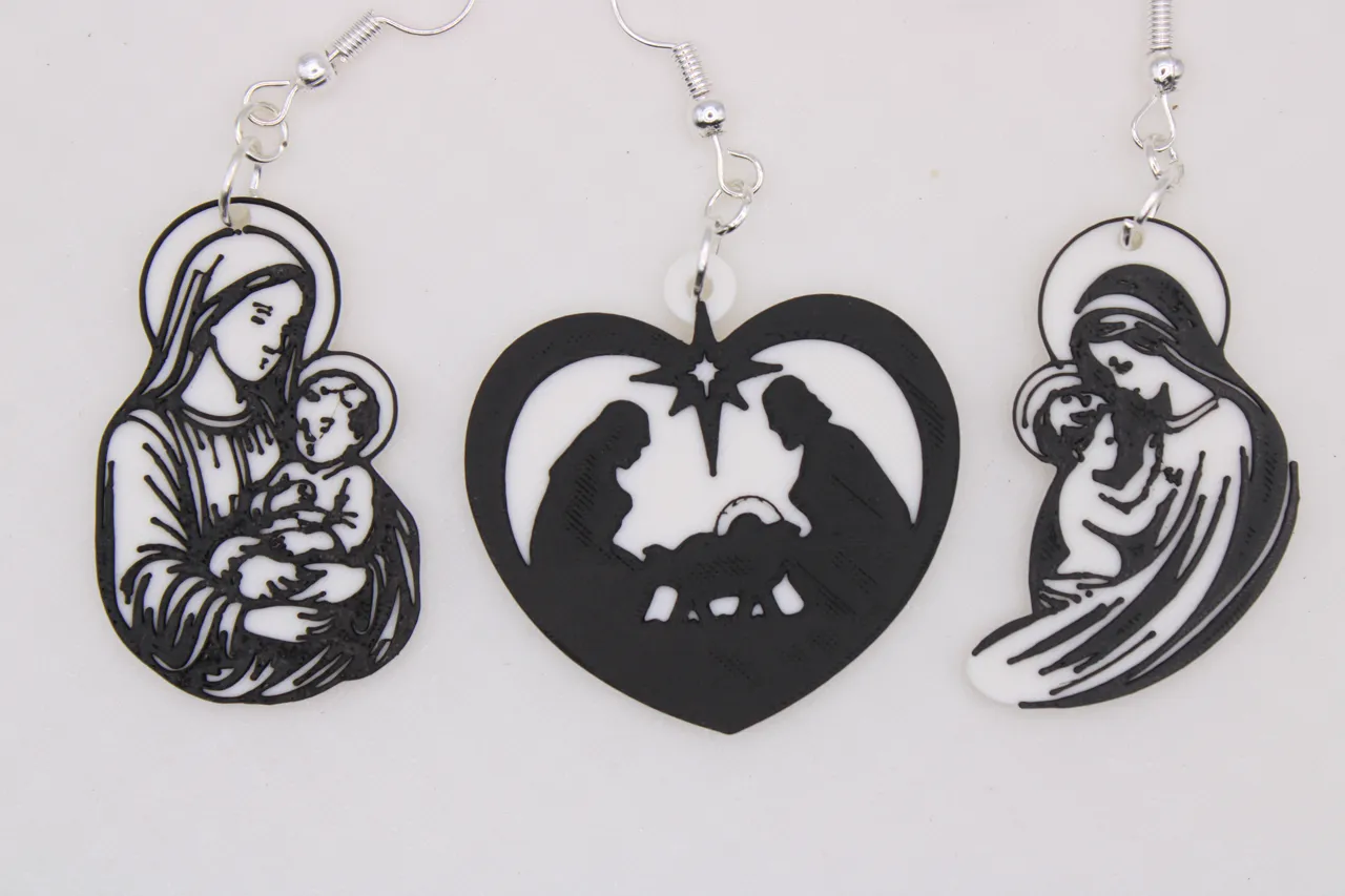 Jesus and Mary Christmas Earrings view 2