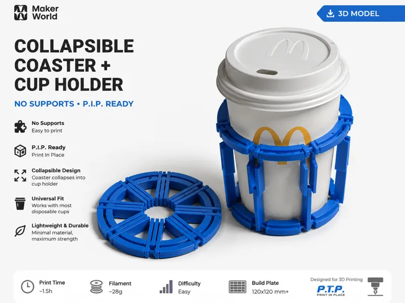 SnapSip  Collapsible Coaster & Cup Holder (P.I.P.)