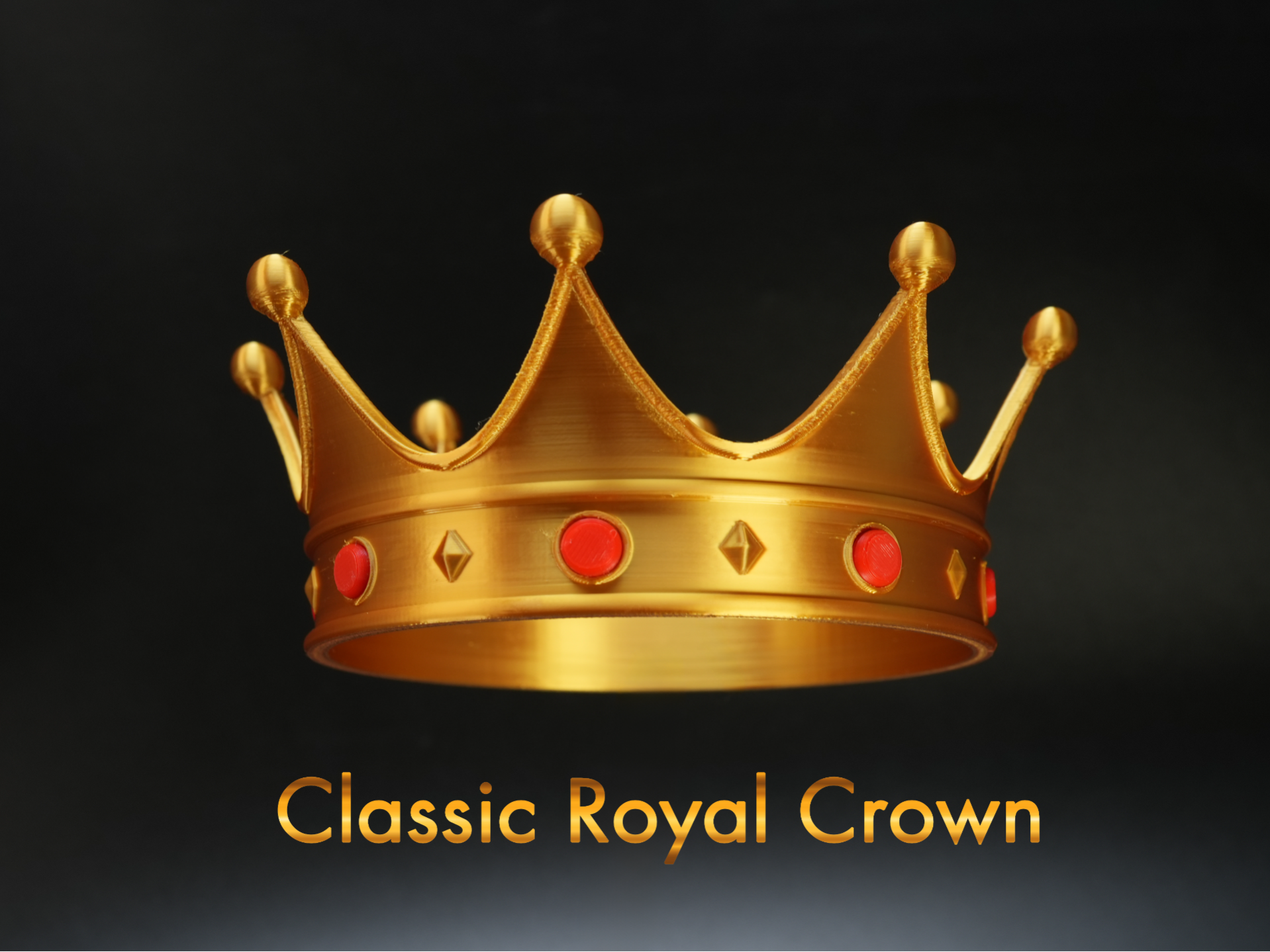 Golden Royal Crown with Gemstones -  Easy 3D Print