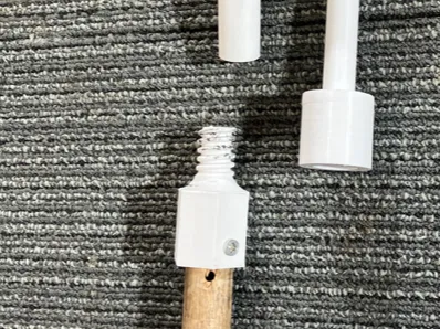 Wood Broom Handle to 3/4-inch ACME thread Tip